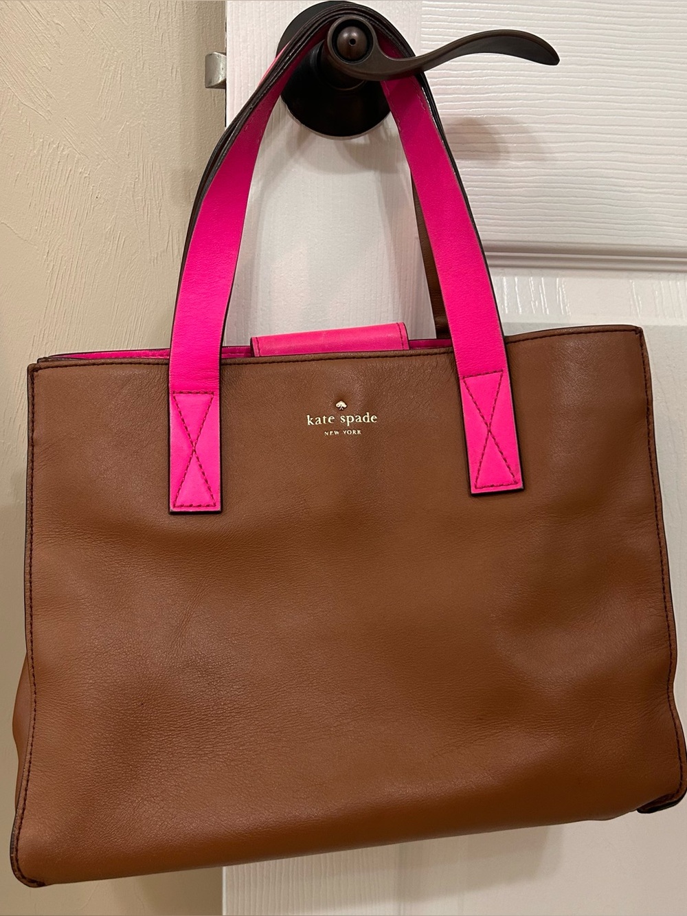 Kate Spade Brown with Pink Accent Handbag